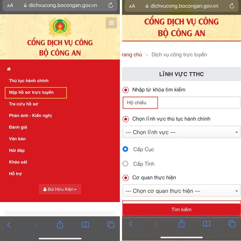 Truy cập Cổng dịch vụ công Bộ Công An